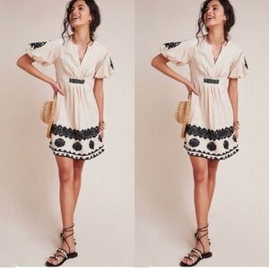 Anthropologie Cream and Black Mini Dress